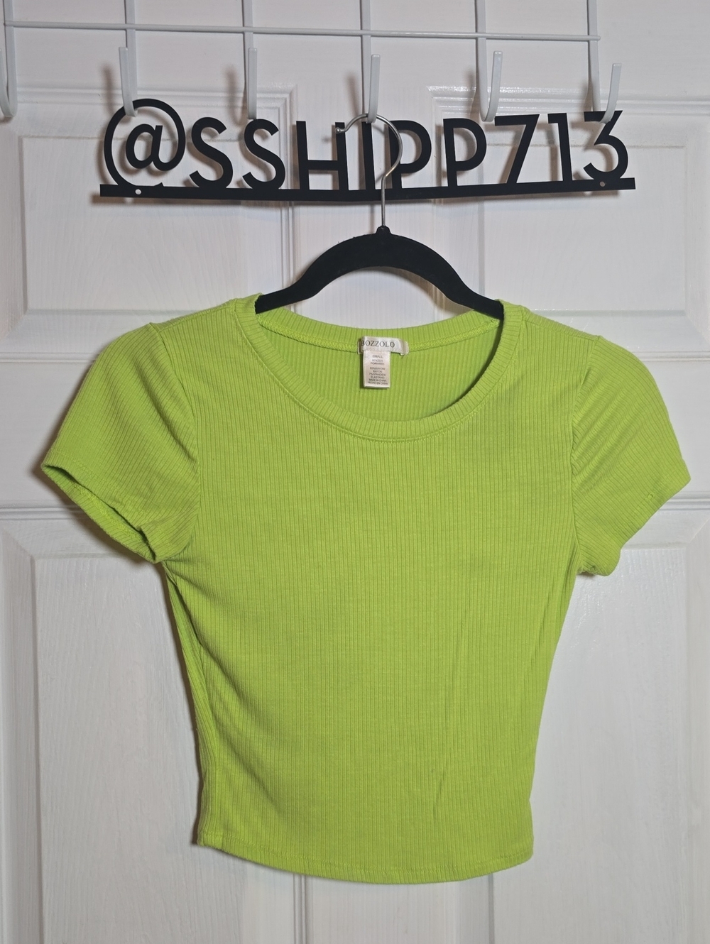 Bozzolo Bright Lime Ribbed Short Sleeve Tee